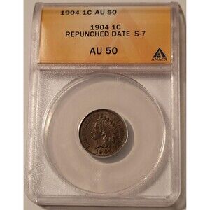 1904 Indian Head Cent RPD S-7 AU50 ANACS